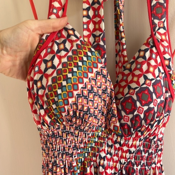 GUESS Y2k printed halter babydoll dress stretch fairy rockabilly 60s 70s small - Picture 4 of 11